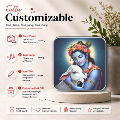 Lord Krishna Musical Fridge Magnet  Krishna Vasudevaya Mantra Playing Rechargeable Fridge Magnet Devotional Return Gift for Family & Friends Housewarming Gift Spiritual Home Decor